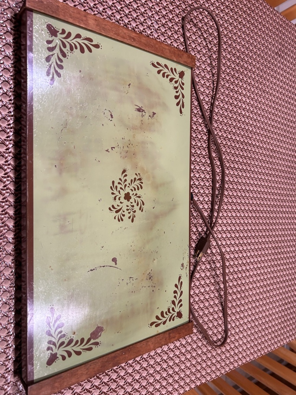 Electric Green Serving Warming Tray with Brown Trim